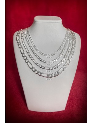 PremiumPort 925 Ayar Gümüş Erkek Figaro Zincir Kolye 55 Cm, Şık ve Dayanıklı Tasarım