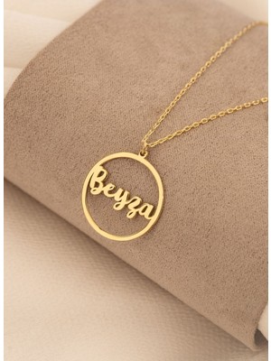 PremiumPort 925 Ayar Gümüş Kişiselleştirilebilir Isimli Daire Kolye