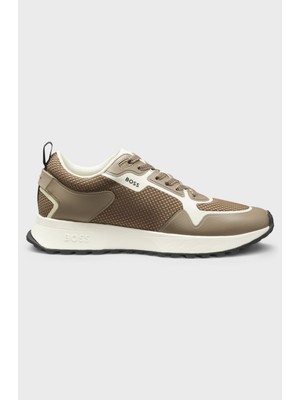 Boss Erkek Marka Logolu Bağcıklı Kaydırmaz Tabanlı Günlük Bej Sneaker 50513195-257