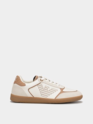 EA7 Erkek Bağcıklı Marka Logolu Spor Stil Beyaz-Kahverengi Sneaker 7X000405 AF19826-MZ333