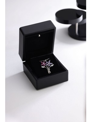 PremiumPort Işıklı 925 Ayar Gümüş Rodyum Kaplama Kamelya Çiçekli Kolye