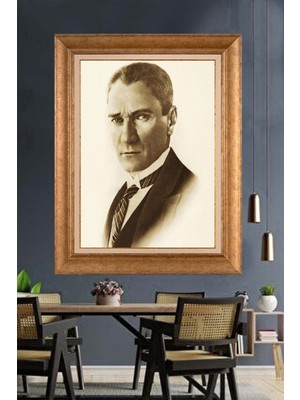 Giyense Özel Seri Altın Paspartulu Çerçeveli Atatürk Tablo J250