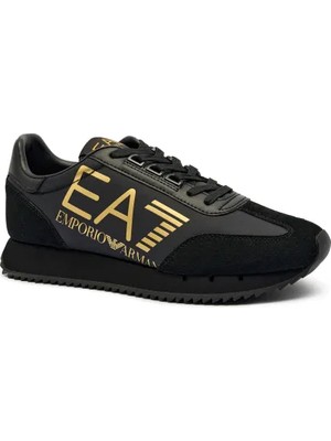 EA7 Unısex Kalın Rahat Taban Logo Desenli Süet Detaylı Siyah Sneaker 7X000541 AF18609-MZ177