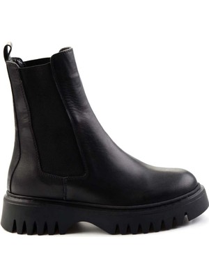 Bambi Siyah Hakiki Deri Kadın Bot & Bootie K02031302503