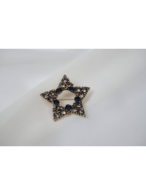 Atelier Tuğba BRŞ017 Kristal Taşlı Yıldız Figürlü Vintage Broş
