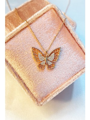 PremiumPort El Işçiliği Telkari Kelebek Kolye, 925 Ayar Gümüş, Şık Takı