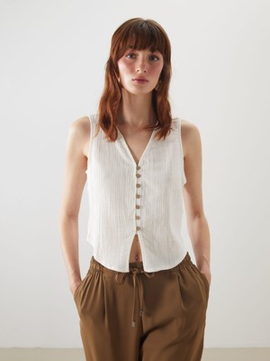 Lc Waikiki Yeni Sezon V Yaka Dokulu Müslin Kadın Yelek