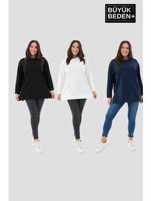 Superlife Kadın  Büyük Beden 3'lü Set Ince Sweatshırt Tunik SPR26BTK990+3