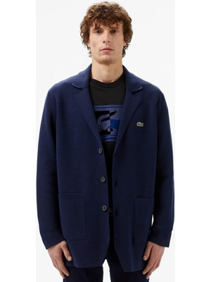 Lacoste Men's Classic Fit V Neck Cardigan Erkek Classic Fit V Yaka Triko Hırka Lacivert