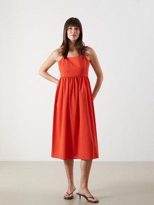 Lc Waikiki Yeni Sezon Kare Yaka Poplin Elbise