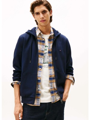 Tommy Hilfiger Erkek Normal Kalıp Kapüşonlu Fermuarlı Pamuklu Uzun Kollu Lacivert Sweatshirt MW0MW37243-DW5