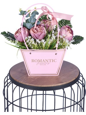 Yapay Çiçek Sitesi Yapay Çiçekli Romantic Çantalı Aranjman Model 25