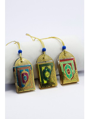 Biuti Minik Kur' An-I Kerim Araba Dikiz Ayna Süsü, Ipli Plastik Kaplı Renkli Üçlü Set