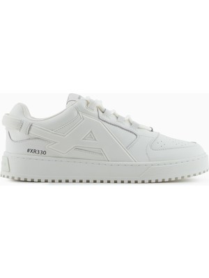 Emporio Armani Erkek Logo Imzalı Nefes Alabilir Üst Yüzey Rahat Taban Deri Beyaz Sneaker EM003670 AF19554-U0011