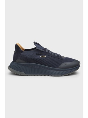 Boss Erkek Marka Logolu Bağcıklı Kaydırmaz Tabanlı Günlük Lacivert1 Sneaker 50523113-475