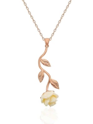 PremiumPort 925 Ayar Gümüş Kırmızı Gül Kolye, Sevgiliye Özel Hediye