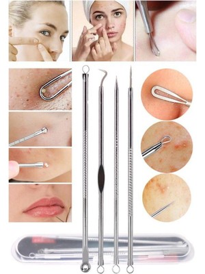 Pazarcan 4 Lü Kutulu Paslanmaz Komedon Akne - Siyah Nokta Temizleyici Set