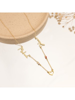 PremiumPort Iki Isimli Doğum Taşlı Kadın Gümüş Kolye, Zarif ve Şık Tasarım