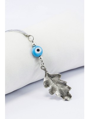 Biuti Mavi Nazar Boncuklu Metal Yaprak Araba Dikiz Ayna Süsü, Minimal Tarz Araba Hediyesi