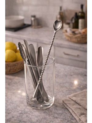 BRANDSMITHS Uzun Saplı Metal Kokteyl Kaşığı