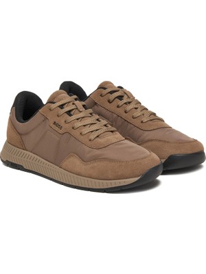 Boss Erkek Kalın Topuk Deri Bağcıklı Rahat Taban Kahverengi Sneaker 50552895-257