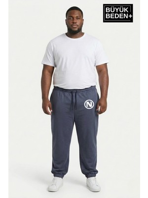 Superlife Erkek Büyük Beden N Logolu Paça Lastikli Rahat Kesim Jogger Ince Eşofman Altı SPR26BEA951-4