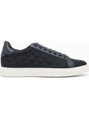 Emporio Armani Erkek Bağlamalı Orta Kalın Taban Deri Lacivert Sneaker EM003843 AF20003-MB007