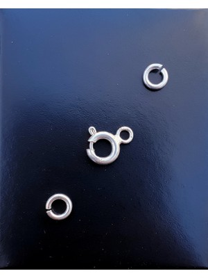 PremiumPort 925 Ayar Gümüş Kolye Kilitleme Aparatı ve Iki Gümüş Halka Seti