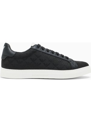 Emporio Armani Erkek Bağlamalı Orta Kalın Taban Deri Siyah Sneaker EM003843 AF20003-MC012