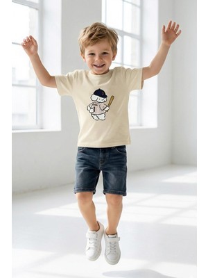 Monila Erkek Çocuk Pamuklu Bisiklet Yaka Baskılı T-Shirt