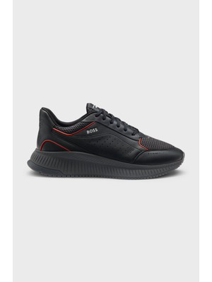 Boss Erkek Deri ve File Karışımlı Astarlı Rahat Taban Gri Sneaker 50548706-016