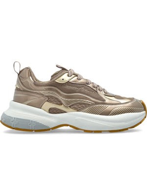 Emporio Armani Kadın Yüksek ve Rahat Taban File Detaylı Logo Imzalı Bej Sneaker EW003056 AF19766-M6203