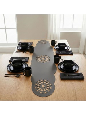 Grand Fine Art 1 Adet Deri RUNNER-40X140 Cm-Yıldız Desenli Runner