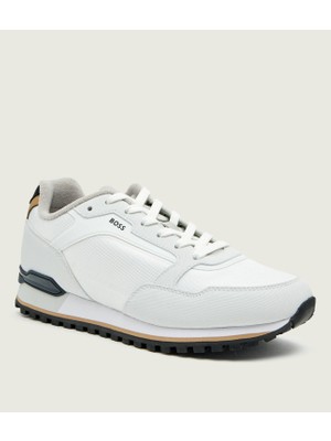 Boss Erkek Kalın Topuk Deri Bağcıklı Rahat Taban Beyaz Sneaker 50552914-122