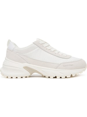 Calvin Klein Kadın Kalın Topuk Bağlamalı Süet Kumaş Rahat Taban Beyaz Sneaker YW0YW01995-0IZ