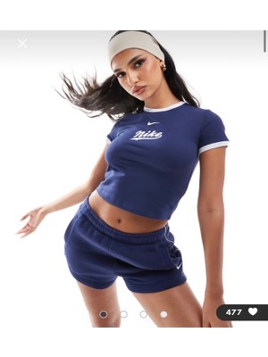 Nike Sportswear Baby Trend Cropped Short-Sleeve Lacivert Kadın T-Shirt HV3772-410