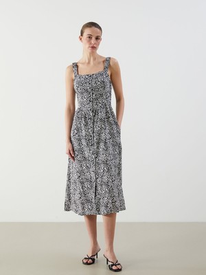 Lc Waikiki Yeni Sezon Kare Yaka Çiçekli Elbise