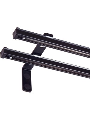 İzen Ikili Metal Rustik (120MM) Metal L Duvar Montaj Ayaklı (19MM) Alüminyum Perde Ray Takımı
