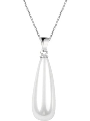 PremiumPort 925 Ayar Gümüş Uzun Damla Inci Kadın Kolye, Şık ve Zarif Takı