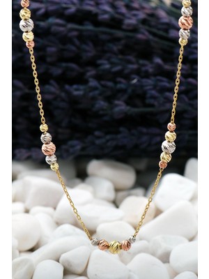 PremiumPort Şık Dorissa Rose Rodyumlu Altın Yaldız Gümüş Kolye 7389