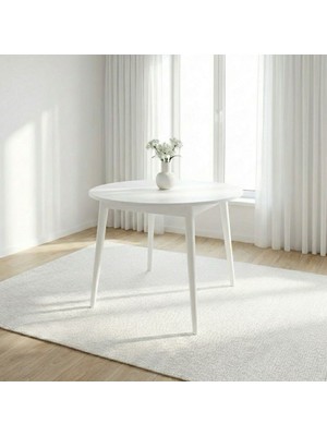 Silla Concept Vera Beyaz Ahşap Oval Açılır Masa (Çap 110)