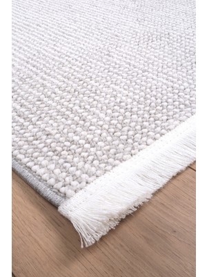 Santiva Home Gri Beyaz Iskandinav Bukleli Yumuşak Bohem Salon Oturma Çocuk Odası Yolluk Dokuma Makine Halısı