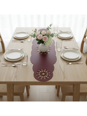 Grand Fine Art 1 Adet Deri RUNNER-40X140 Cm-Yıldız Desenli Runner