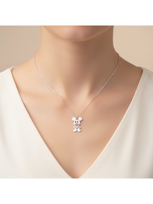 PremiumPort 925 Ayar Gümüş Mickey Mouse Kolye, Şık ve Zarif Tasarım