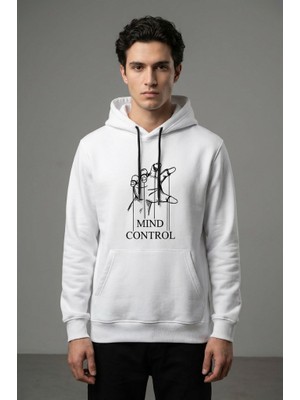 Yyz Store Mind Baskılı Beyaz Kapüşonlu Sweatshirt | Unisex Oversize Hoodie | Pamuklu Kışlık