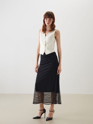 Lc Waikiki Yeni Sezon Beli Lastikli Dantelli Etek