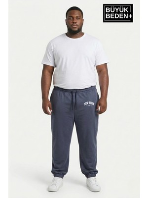 Superlife Erkek Büyük Beden New York Baskılı Paça Lastikli Rahat Kesim Jogger Ince Eşofman Altı SPR26BEA951-5