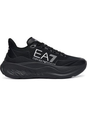 EA7 Erkek Rahat ve Yüksek Taban Nefes Alabilen Üst Yüzeyli Siyah-Gümüş Sneaker X8X245 XK442-MC270