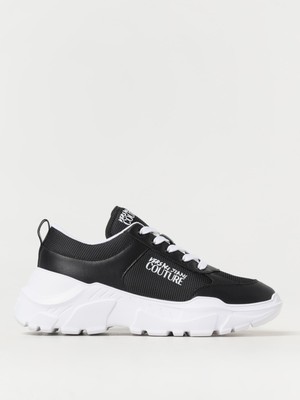 Versace Erkek Kalın Taban Deri Şeritli Bağmalı Rahat Taban Siyah Sneaker 78YA3SC1ZSC52-899