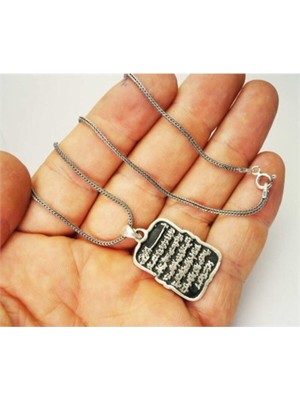 PremiumPort Gümüş Erkek Kolye, Ayetel Kürsi Desenli Zarif Takı